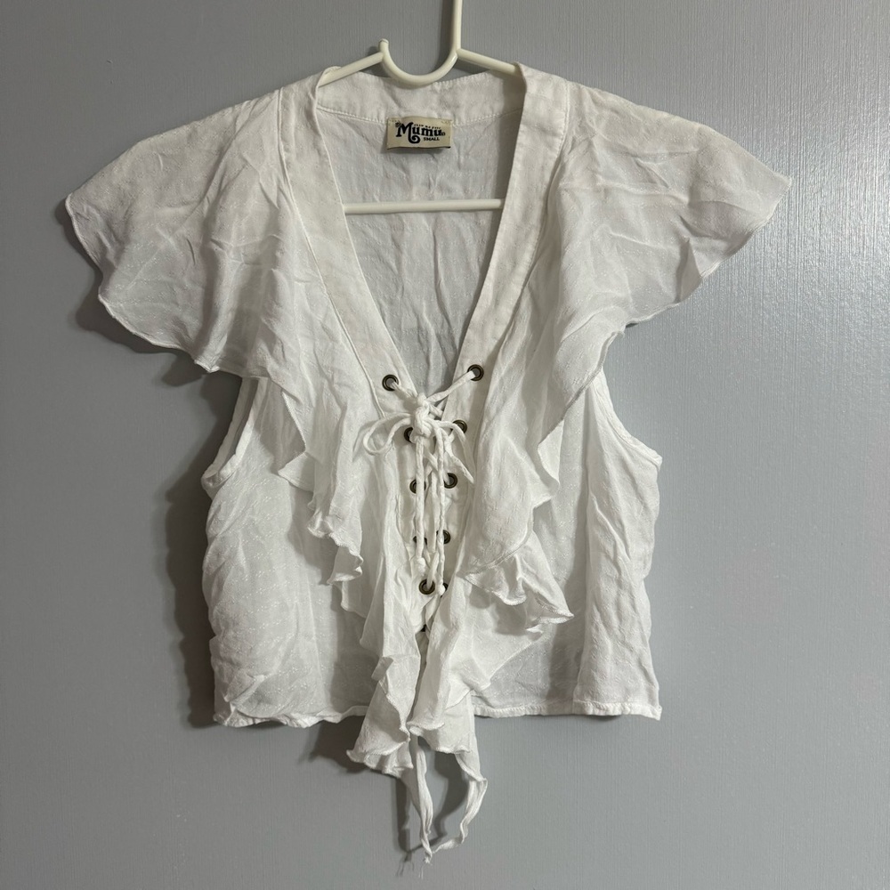 Show Me Your MuMu Sheer White Crop Top Size Small